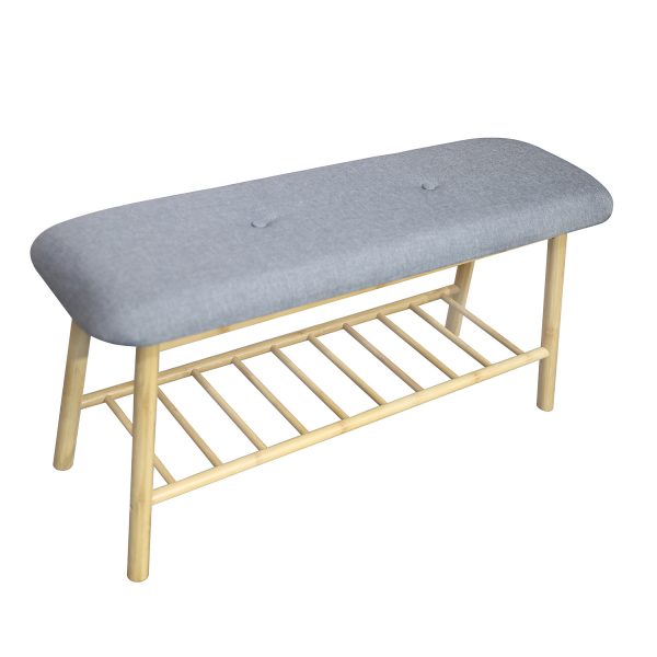 2 Tier Bamboo Shoe Rack Bench HBA21022 - Image 4